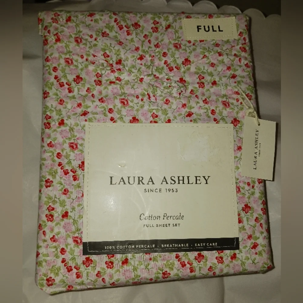 Laura Ashley Emogene Pink Floral Cotton Percale Sheet Set